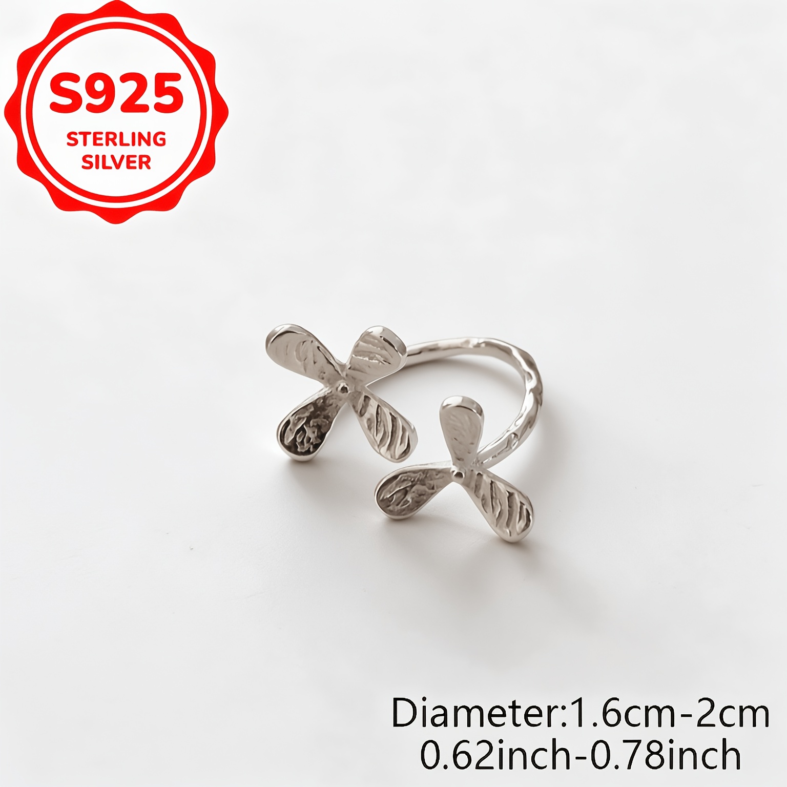 Women's 925 Silver Adjustable Flower Petal Ring